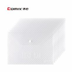 齐心 C318 A4 条纹按扣文件袋 透明(20个/套)(单位:套)