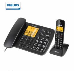 飞利浦（PHILIPS）无绳电话机 无线座机 子母机 办公家用 一键拨号 内部对讲DCTG152一拖一 (黑色)