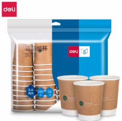 得力19209双层纸杯 50只/袋 280ml 棕 16袋/箱（单位：箱）