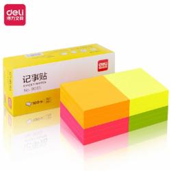 得力9085 76*76mm荧光彩色便利贴  12本1200张/盒