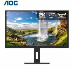 AOC Q32P2C 电脑显示器 31.5英寸 2K高清10Bit色彩 IPS技术微边框 Type-C接口 65W反充笔记本 双向旋转升降