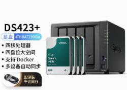群晖（Synology）DS423+ 搭配3块群晖 Plus系列 HAT3300 4TB硬盘 套装 