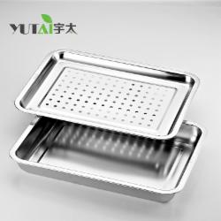 宇太（YUTAI）304不锈钢方盘滤水沥油茶盘饺子盘带孔盘子茶水盘 39.5cm YT-CP-40