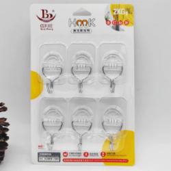 佰利旺 防水不锈粘钩 6个/版 透明色